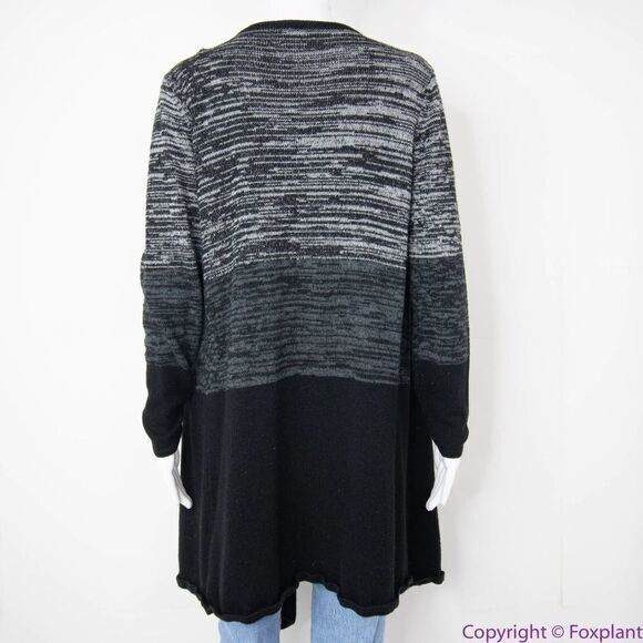 IZ Byer black grey open front‎ long cardigan sweater, L - Picture 4 of 11